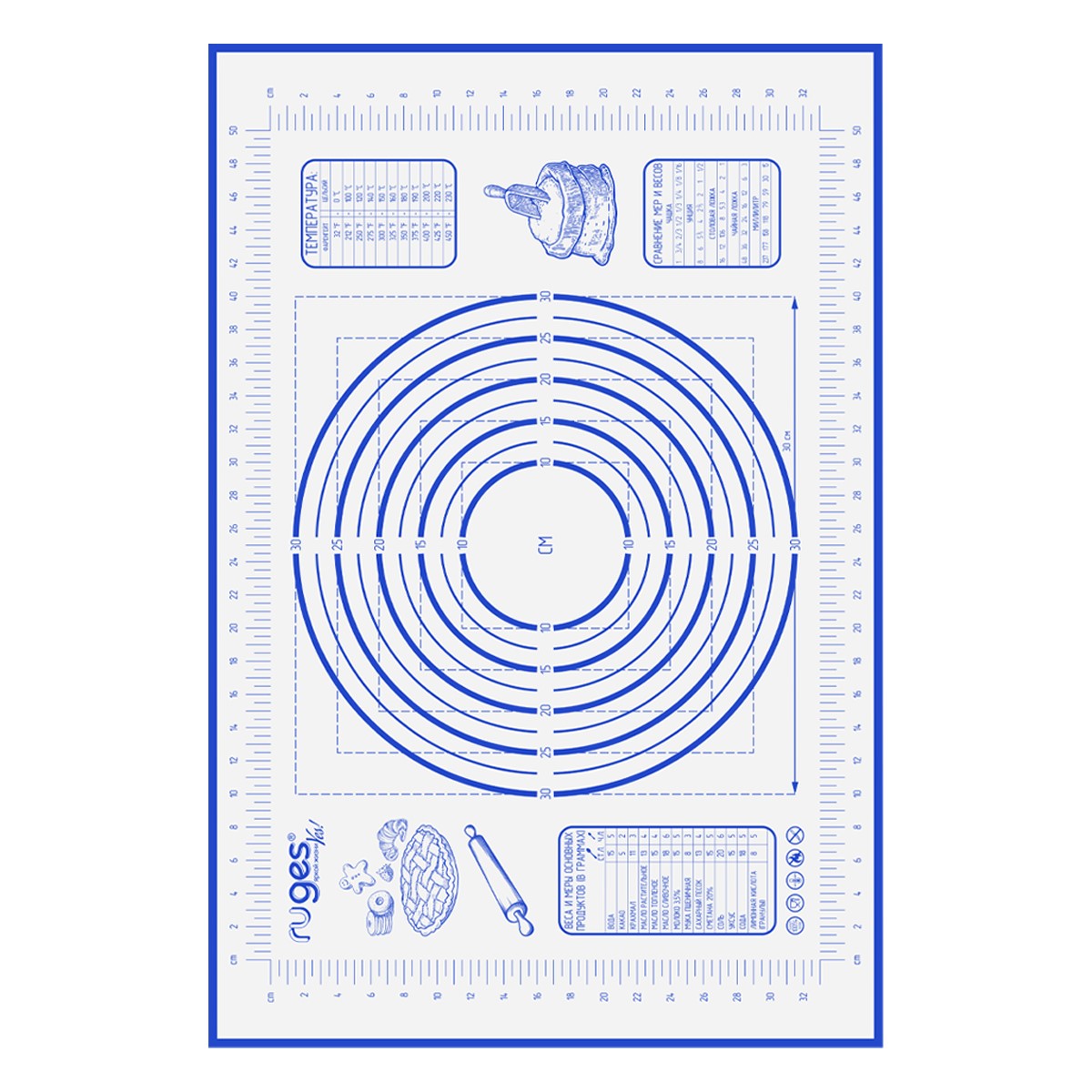 Коврик для теста RUGES большой синий - фото 5