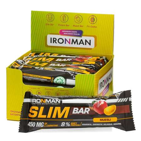 Продукт пищевой IronMan Slim Bar мюсли 12*50г
