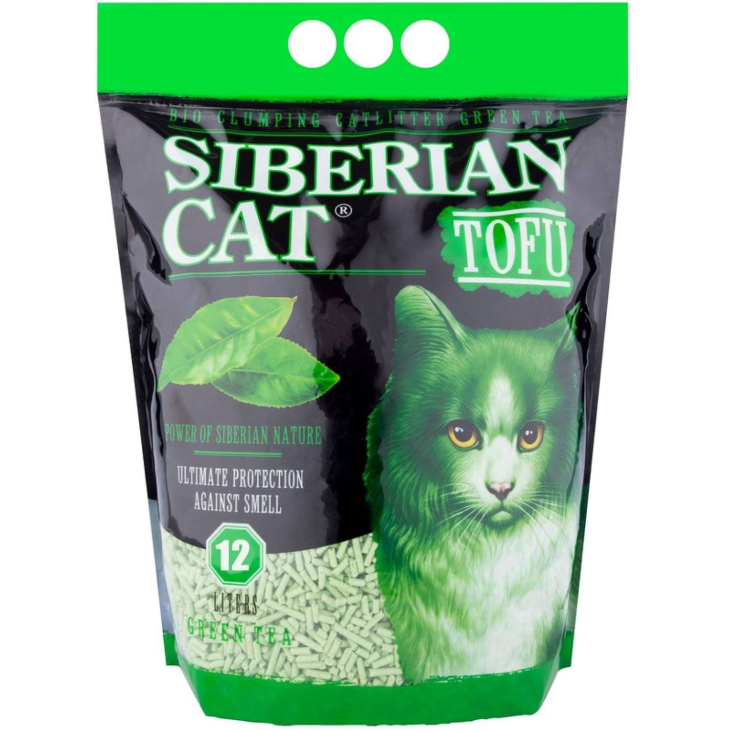 Наполнитель для кошек Сибирская кошка Тофу комкующийся Зеленый чай 12л - фото 1
