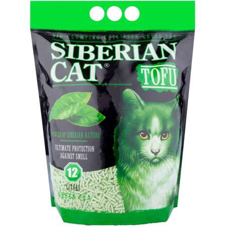 Наполнитель для кошек Сибирская кошка Тофу комкующийся Зеленый чай 12л