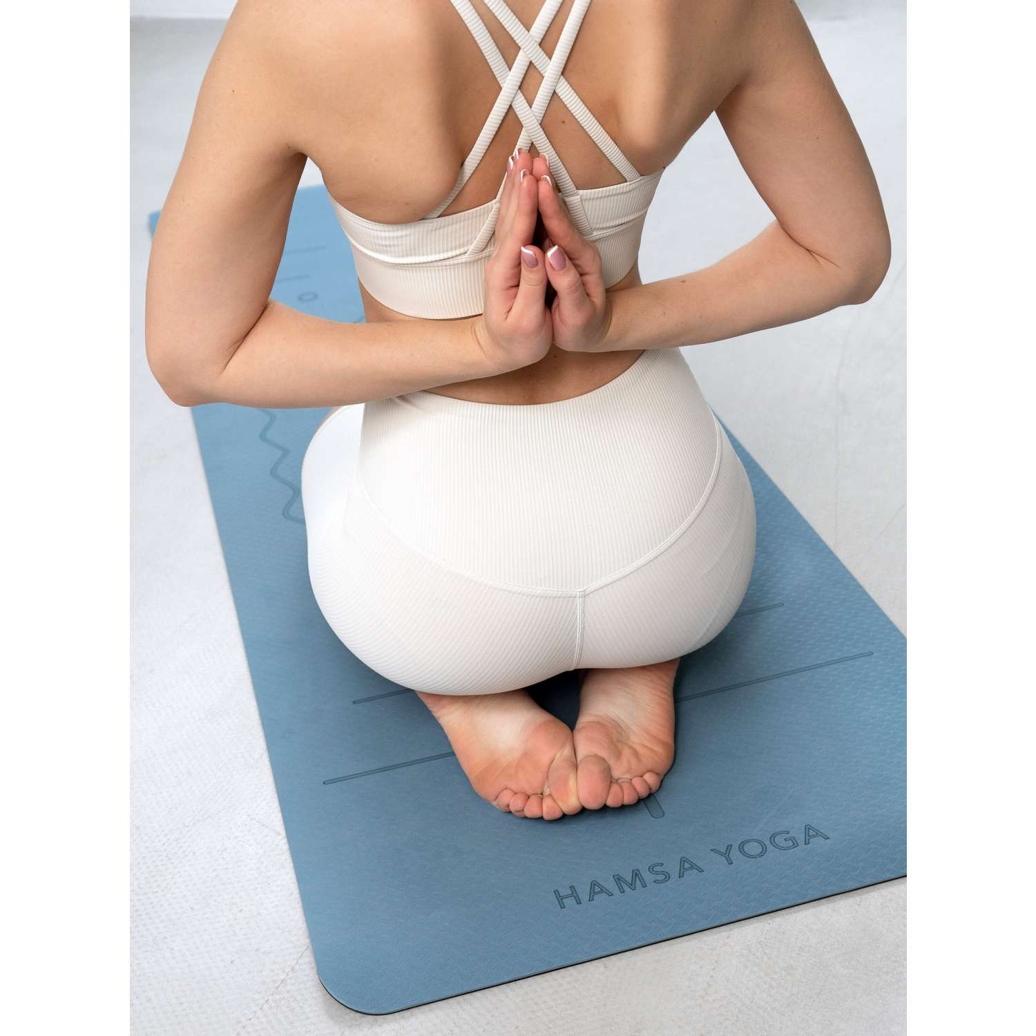 Коврик для йоги и фитнеса Hamsa Yoga TPE 183х61х0.6 см синий - фото 3