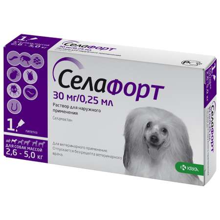 Препарат инсектоакарицидный для собак KRKA Селафорт 30мг 0.25мл