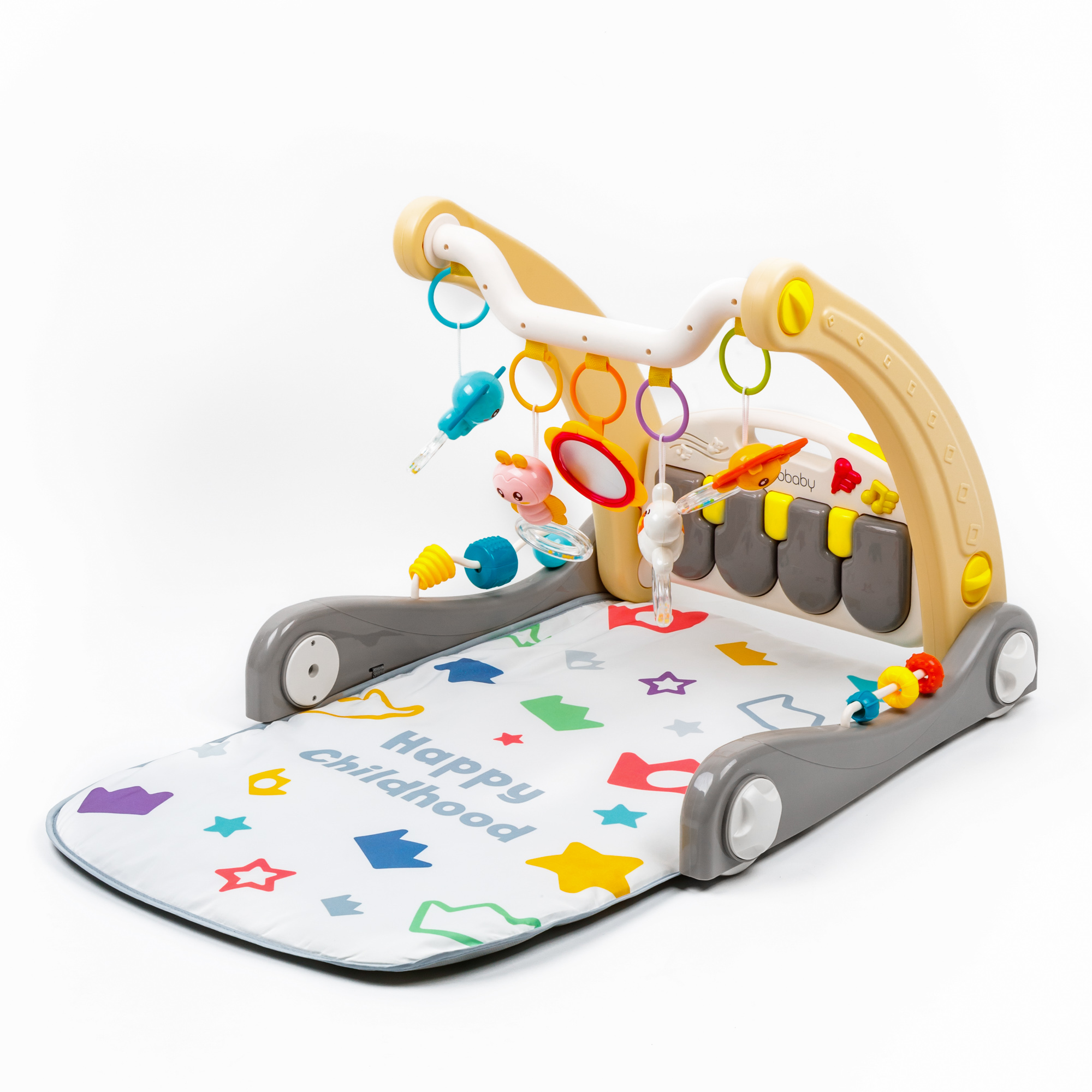 Ходунки с развивающим ковриком AmaroBaby Play Way 2 в 1 с встроенной игровой панелью серый - фото 1