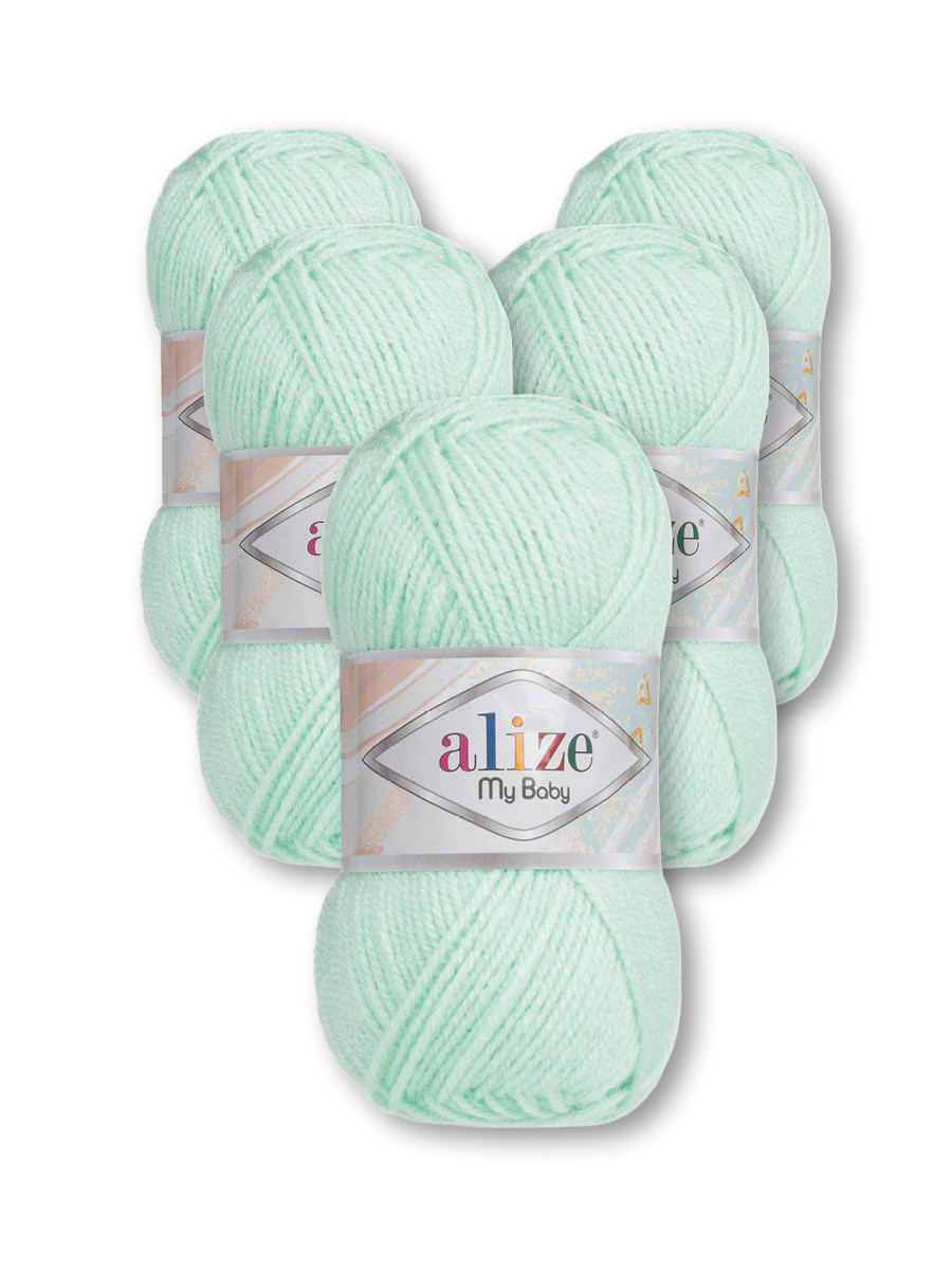 Пряжа для вязания Alize my baby 50 г 150 м акрил мягкая гипоаллергенная 19 водяная зелень 5 мотков - фото 3