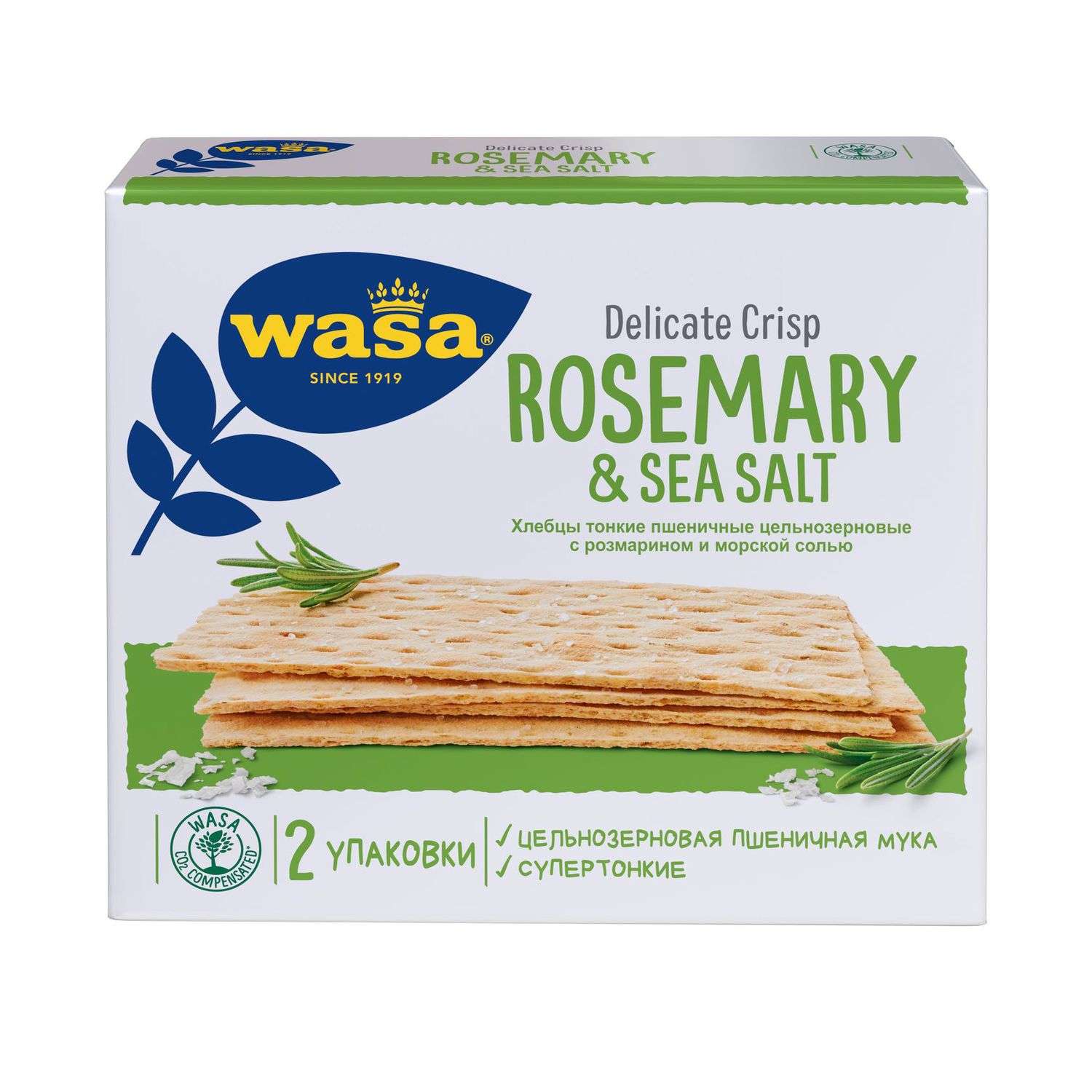 Хлебцы Wasa пшеничные розмарин-морская соль 190г - фото 1