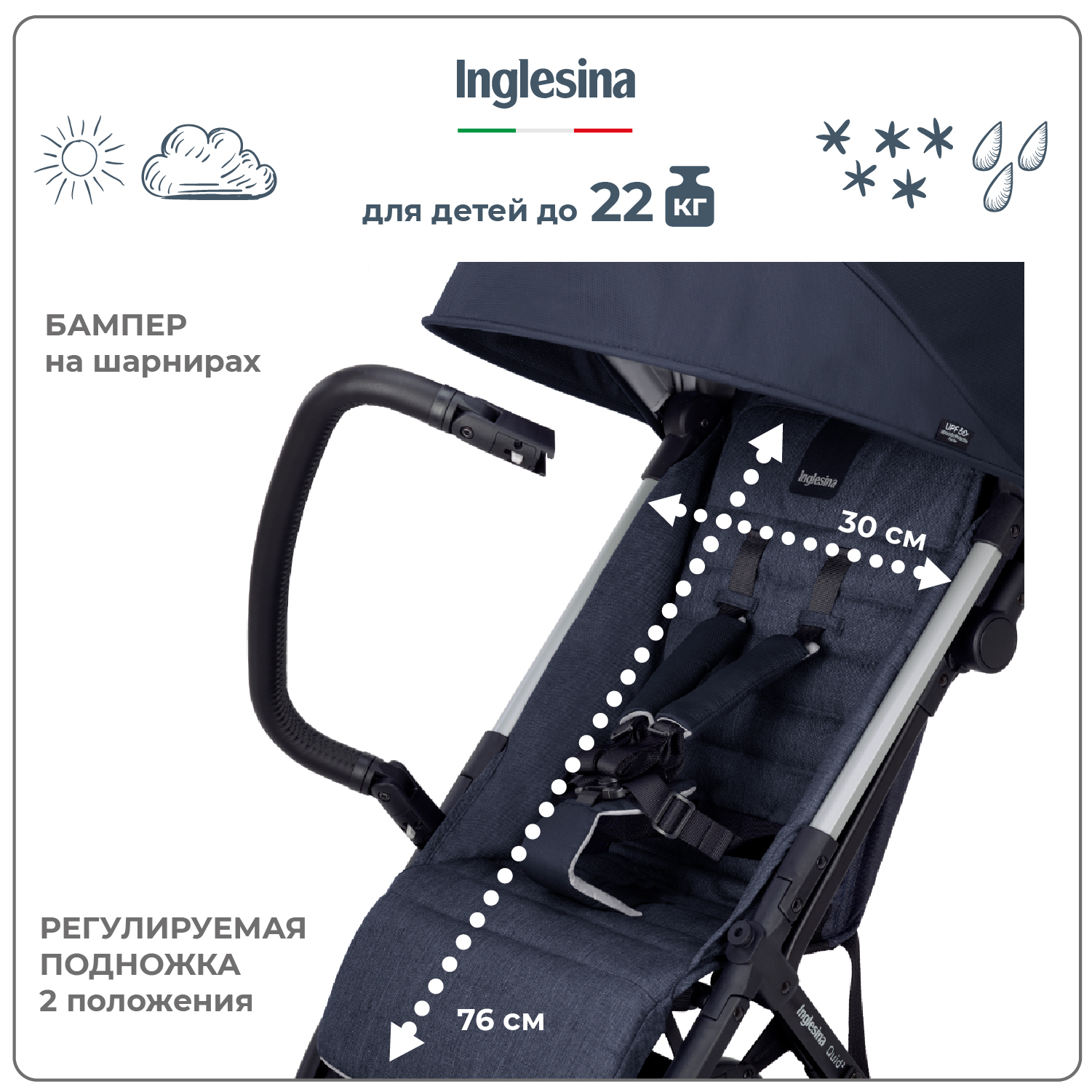 Прогулочная коляска INGLESINA Quid 2 Midnight Blue - фото 4