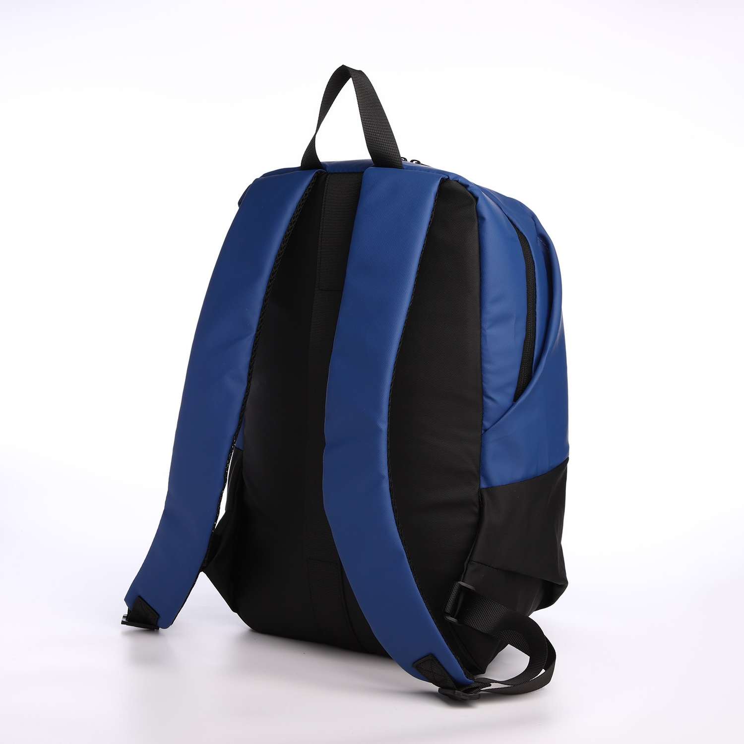 Рюкзак Sima-Land молодёжный из текстиля на молнии водонепроницаемый наружный карман цвет чёрный/синий - фото 2