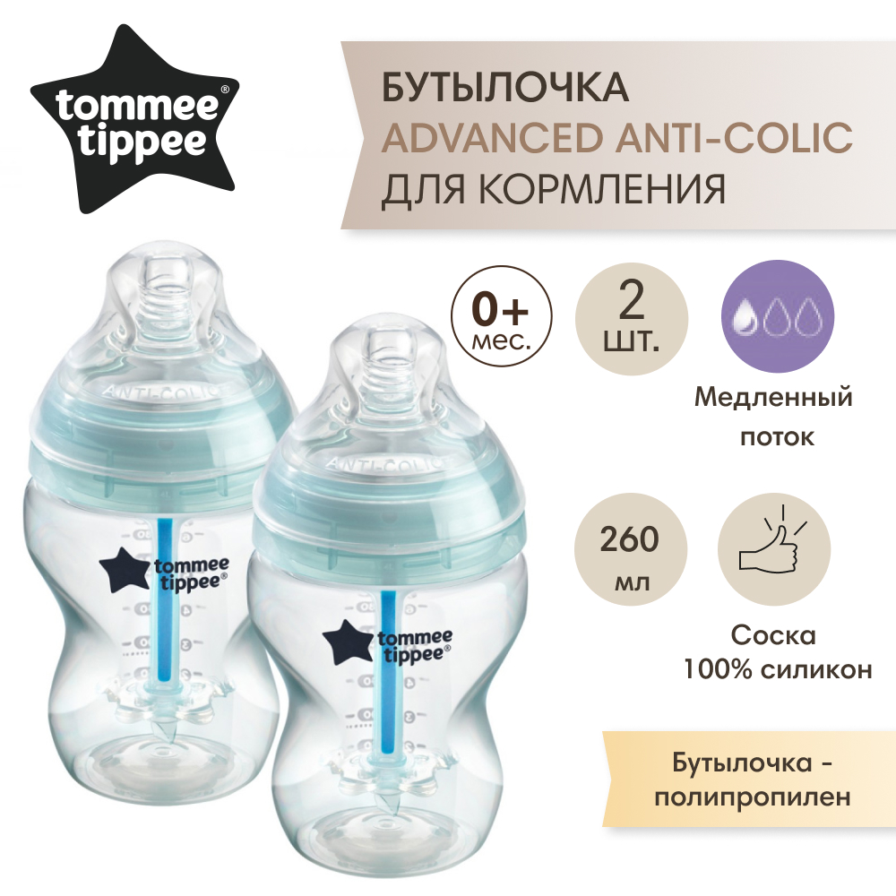 Бутылочка для кормления Tommee tippee Advanced Anti-Colic 260 мл 2 шт - фото 4