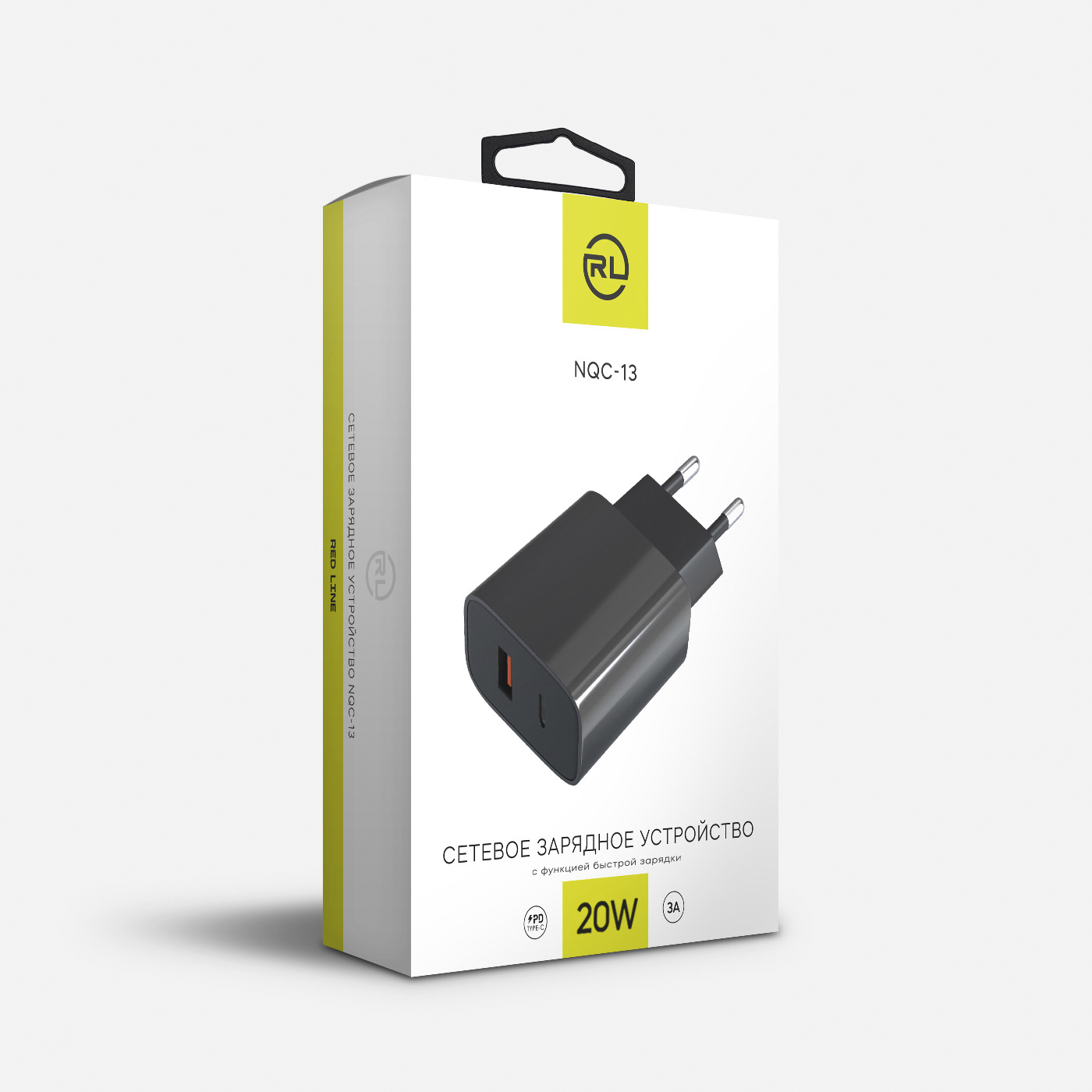 Сетевое ЗУ RedLine модель NQC-13 Tech USB Type-C 3A PD 20W черный - фото 2