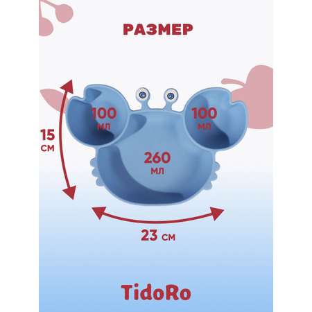 Тарелка на присоске секционная TidoRo темно-синий