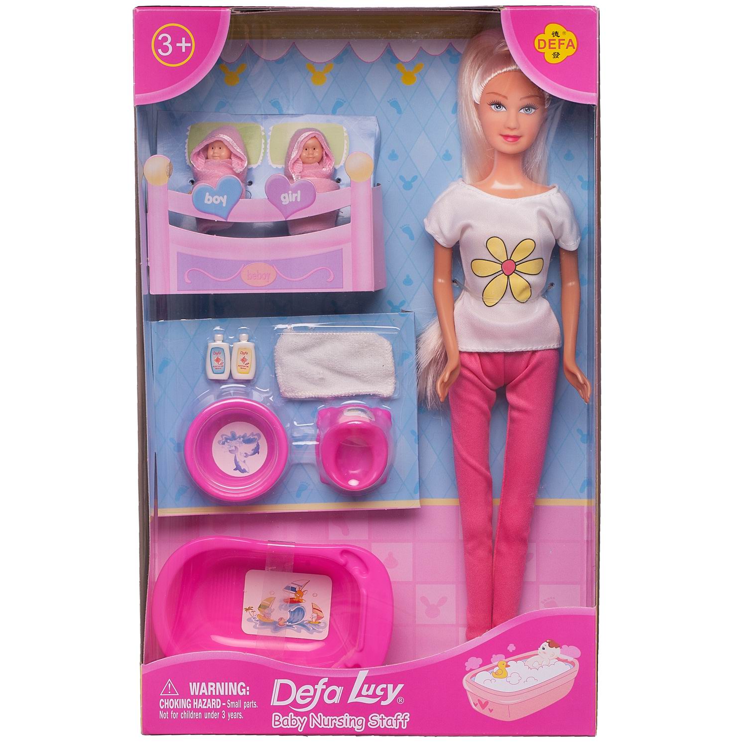 Игровой набор ABTOYS Куклы Defa Lucy Мама с двумя малышами и игровыми предметами 8213d/розовые - фото 1