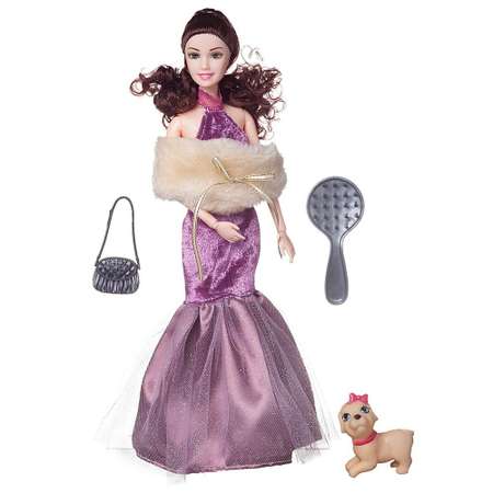 Кукла Junfa Atinil Звезда эстрады в длинном платье с меховой накидкой с аксессуарами 28см