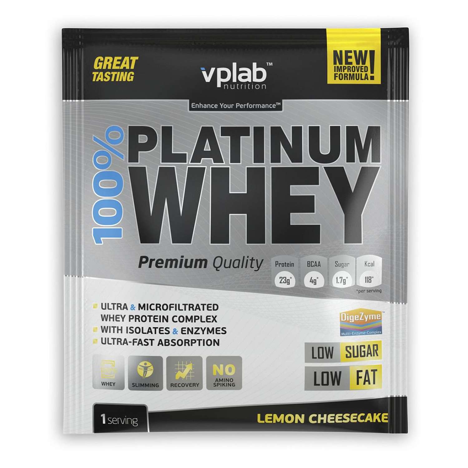 Протеин VPLAB Platinum Whey 100% лимонный чизкейк 30г - фото 1