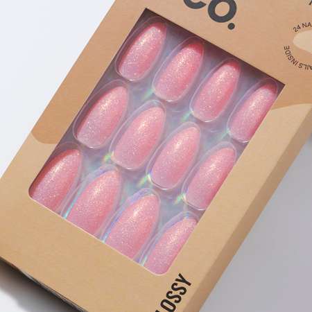 Набор накладных ногтей DECO. Glossy pink shine (24 шт + клеевые стикеры 24 шт)