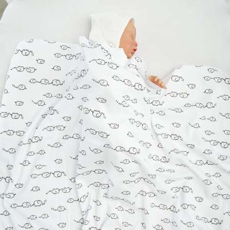 Пеленка трикотажная AmaroBaby Soft Hugs Слоники белый 120х90 см