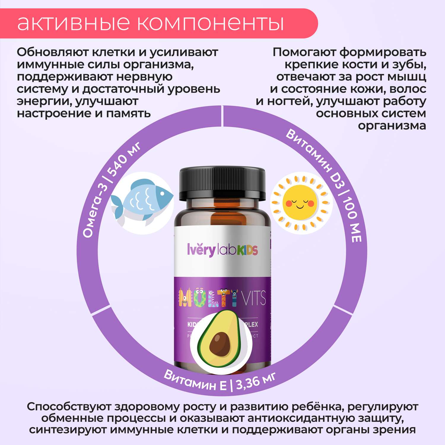 БАД Iverylab Детский комплекс омега-3 жирных кислот с витаминами D и E IveryLab Kids Omega 3 - фото 4