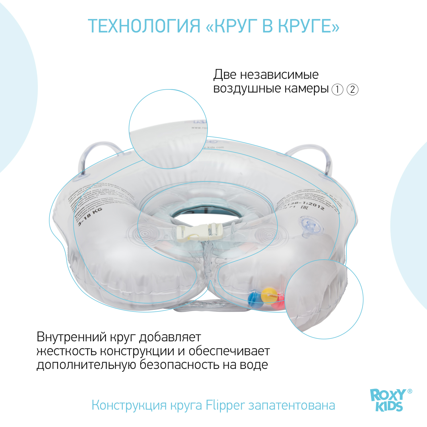 Круг для купания ROXY-KIDS надувной на шею для новорожденных и малышей  Flipper Рыцарь