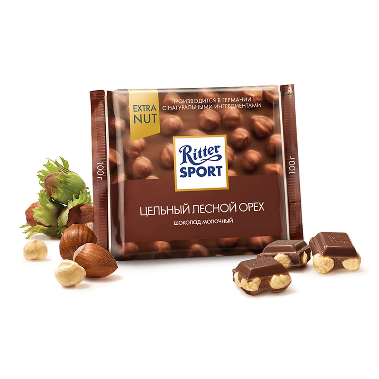 Шоколад молочный Ritter Sport EXTRA NUT Лесной орех 100г - фото 1