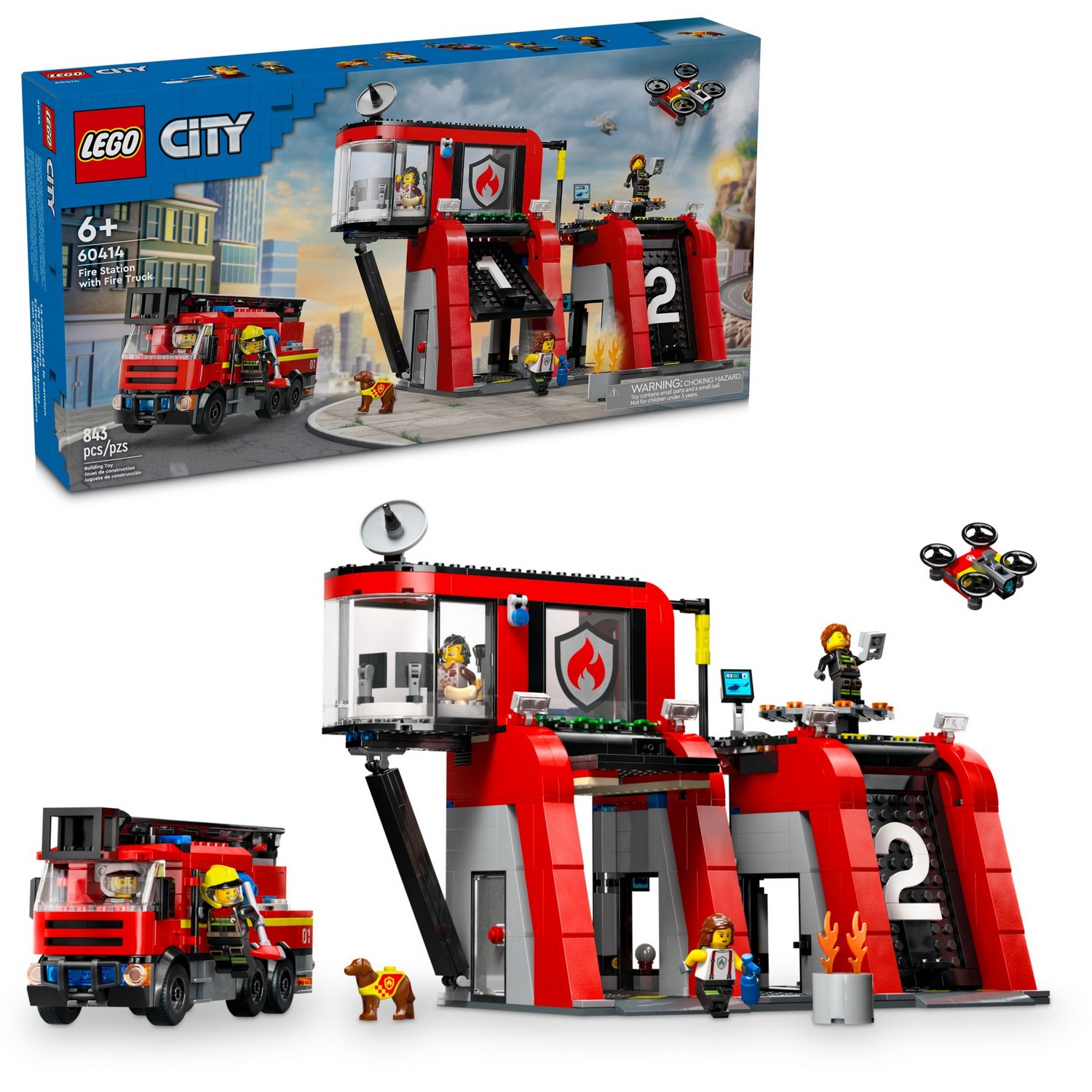 Конструктор детский LEGO City Пожарная часть и пожарная машина 60414 купить  по цене 11450 ₽ в интернет-магазине Детский мир