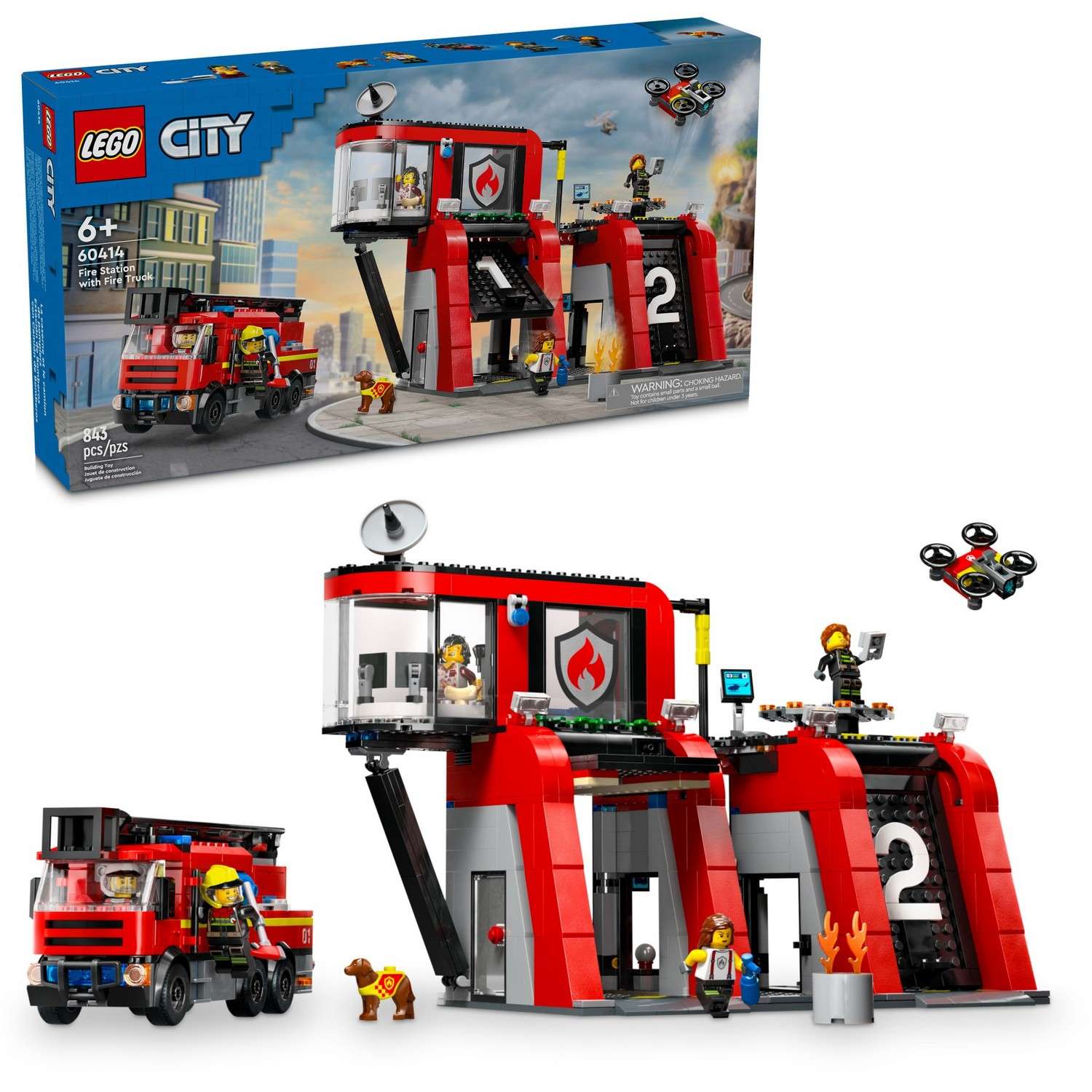 Конструктор детский LEGO City Пожарная часть и пожарная машина 60414 - фото 1