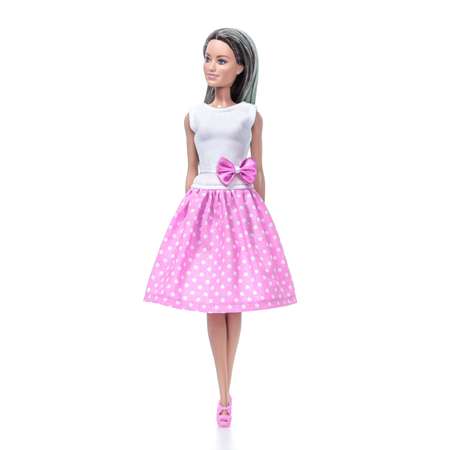 Платье и украшение одежда для Barbie VIANA белый и розовый