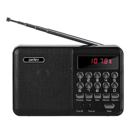 Радиоприемник Perfeo цифровой PALM FM 87.5-108МГц MP3 питание USB или 18650 черный i90-BK