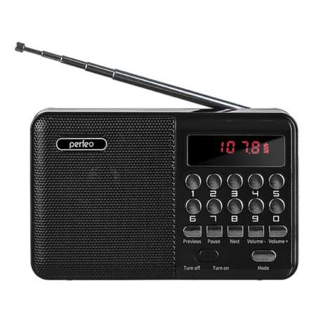 Радиоприемник Perfeo цифровой PALM FM 87.5-108МГц MP3 питание USB или 18650 черный i90-BK