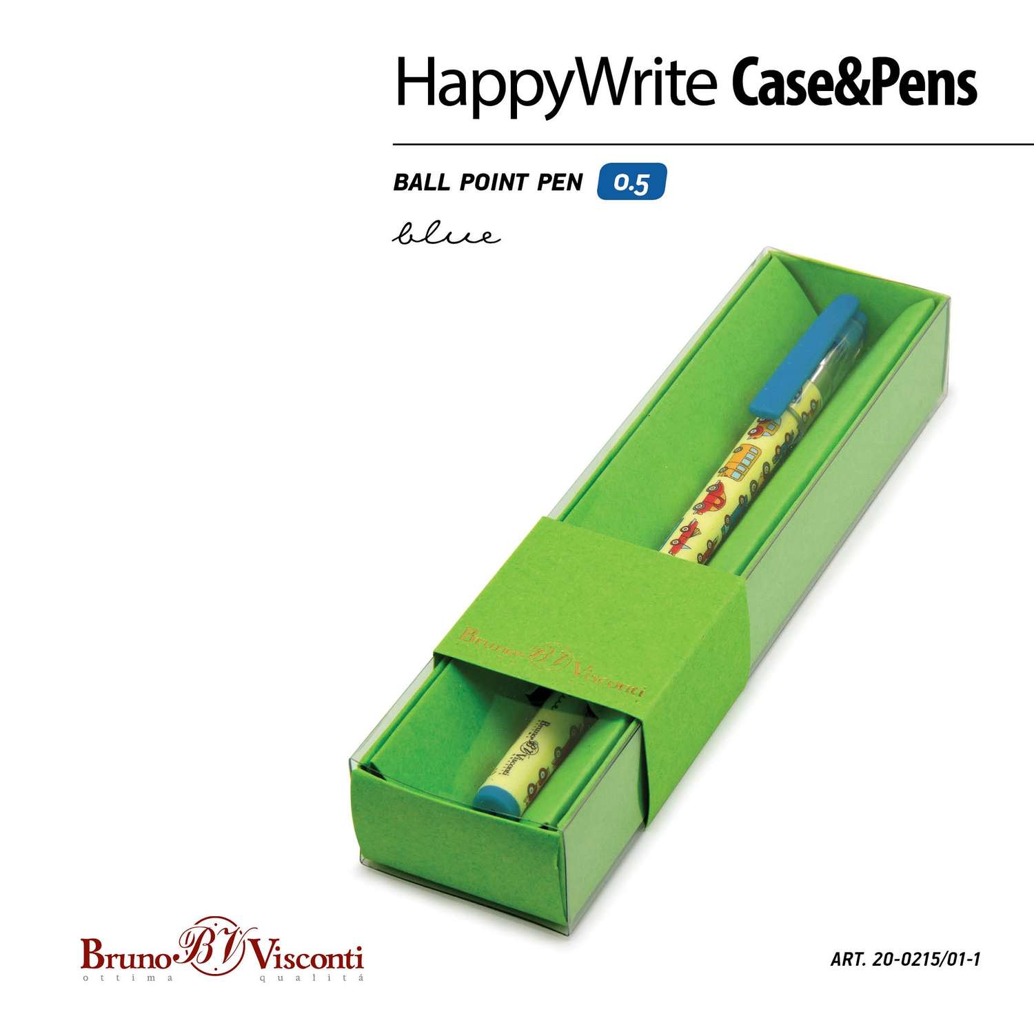 Ручка шариковая Bruno Visconti HappyWrite Машинки синяя - фото 2