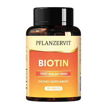 Биотин 10000 PFLANZERVIT витамины для волос ногтей против выпадения 120 таблеток