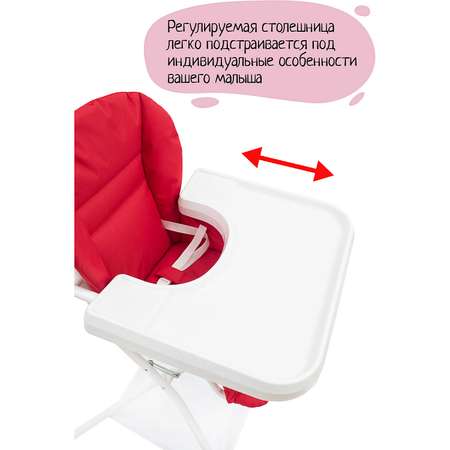 Детский стульчик InHome для кормления с чехлом из ткани белый/красный