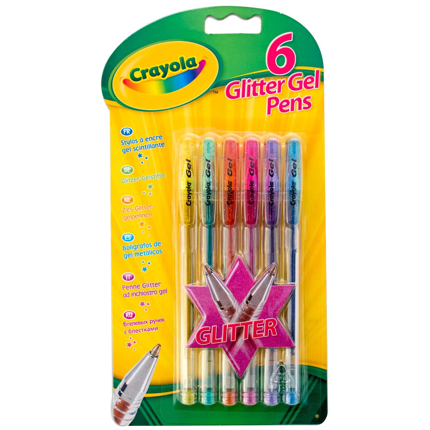 Ручки гелевые Crayola с блестками 6шт 7747 - фото 1