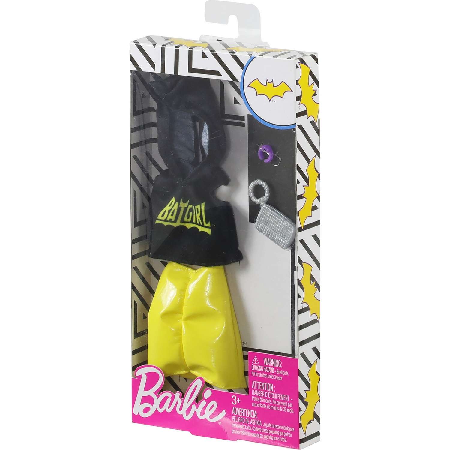 Одежда Barbie Универсальный полный наряд коллаборации Бэтгёрл Топ с капюшоном и желтая юбка FXK74 FKR66 - фото 3