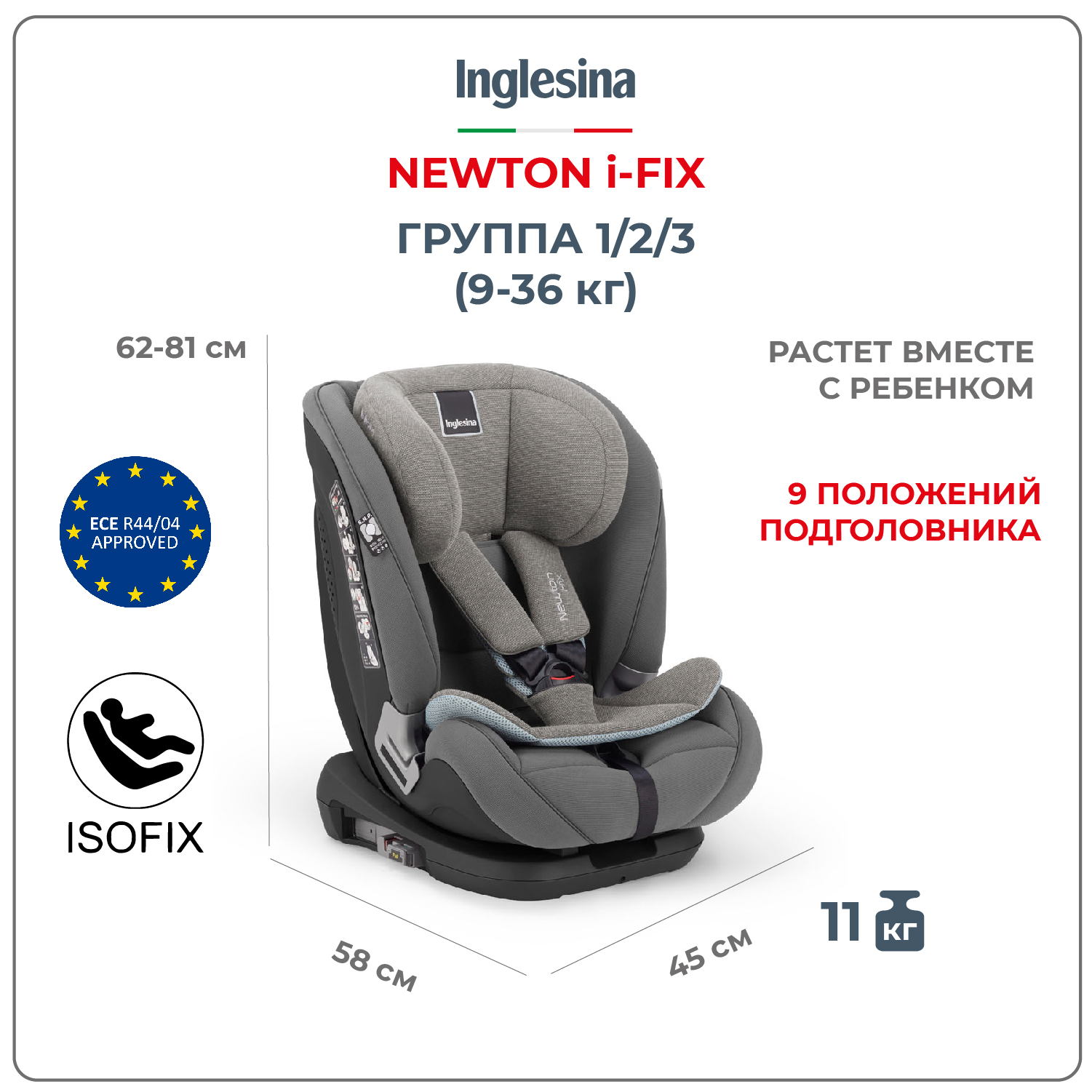 Inglesina Newton I fix 1 2 3 9 36 Stone Grey 20800