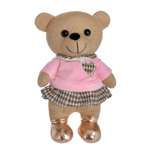 Мягкая игрушка Knitted ABTOYS Мишка вязаный девочка в розовом джемпере 22см