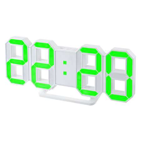 LED часы-будильник Perfeo LUMINOUS белый корпус зелёная подсветка PF-663