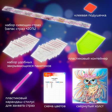 Алмазная мозаика Остров Сокровищ 30х30 см королевская сова