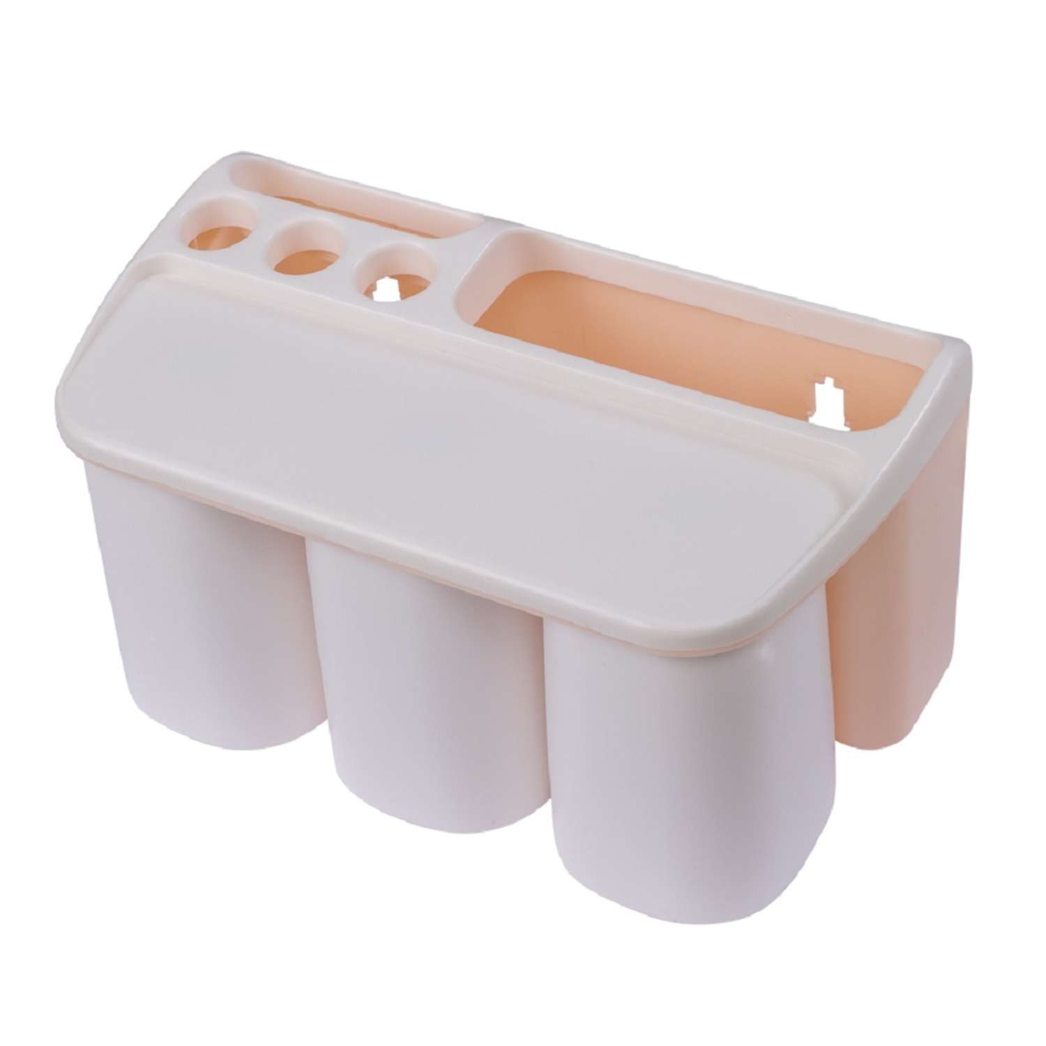 Диспенсер OLSA-Aijiawang для зубных щеток 3 в 1 настенный магнитный 3 стакана розовый - фото 1