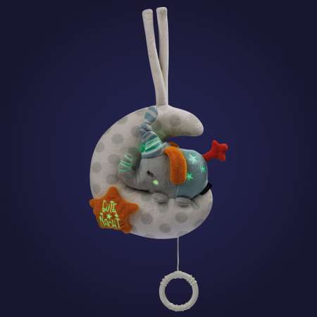 Музыкальная игрушка-подвеска FEHN Слоник на луне светящаяся в темноте