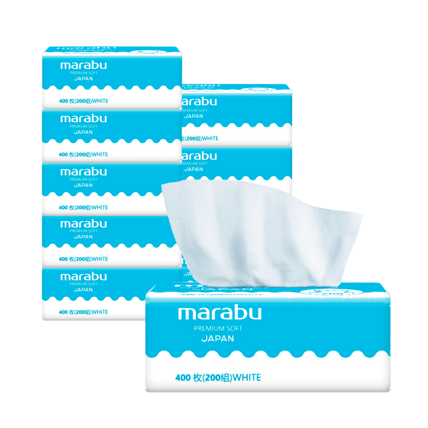 Салфетки бумажные MARABU в мягкой упаковке 200 шт ( 5 упаковок) - фото 1