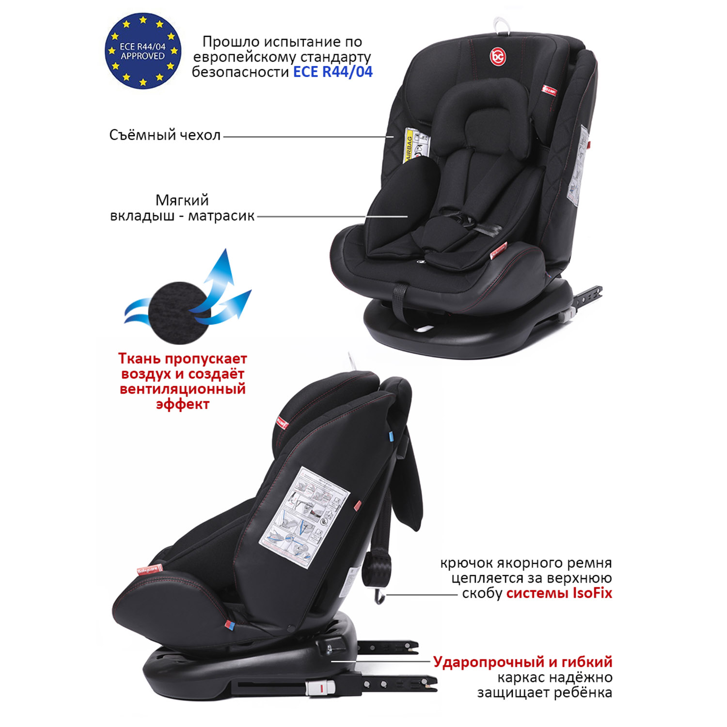 Автокресло BabyCare Shelter ISOFIX черный красный - фото 2