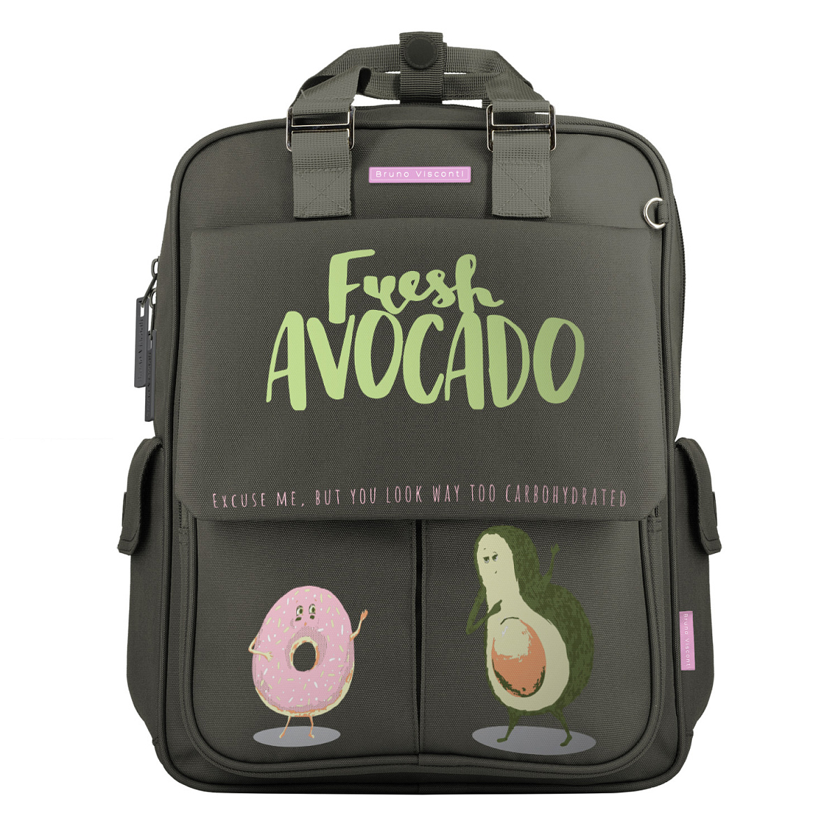 Сумка-рюкзак Bruno Visconti темно-серый Авокадо и Пончик - фото 3