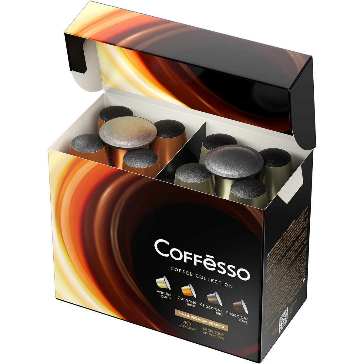 Кофе в капсулах Coffesso Ассорти 4 вкуса 40 шт ваниль карамель молочный шоколад темный шоколад - фото 4
