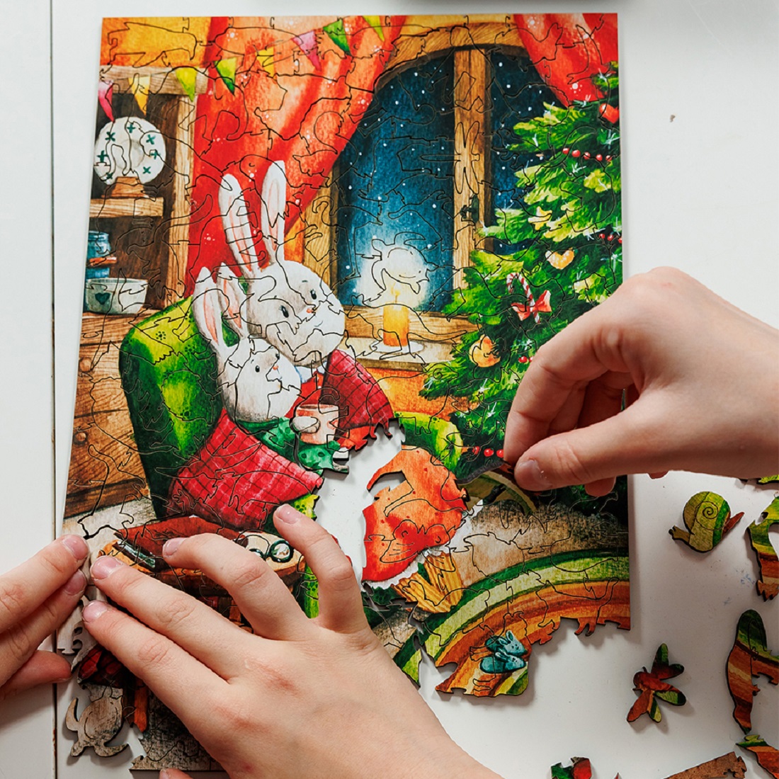 Деревянный пазл Melograno puzzle Новогодняя елка М 200 деталей - фото 6