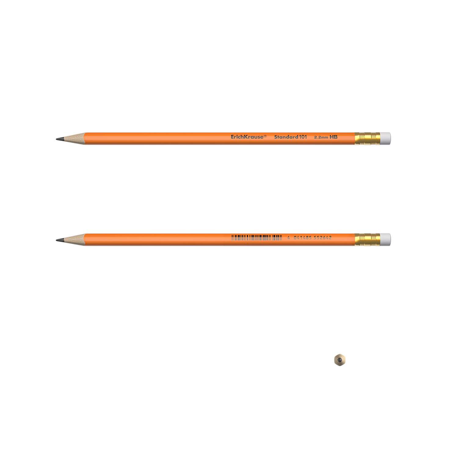 Чернографитный карандаш ErichKrause пластиковый шестигранный с ластиком Standard triangle 101 Orange HB 12 шт - фото 4