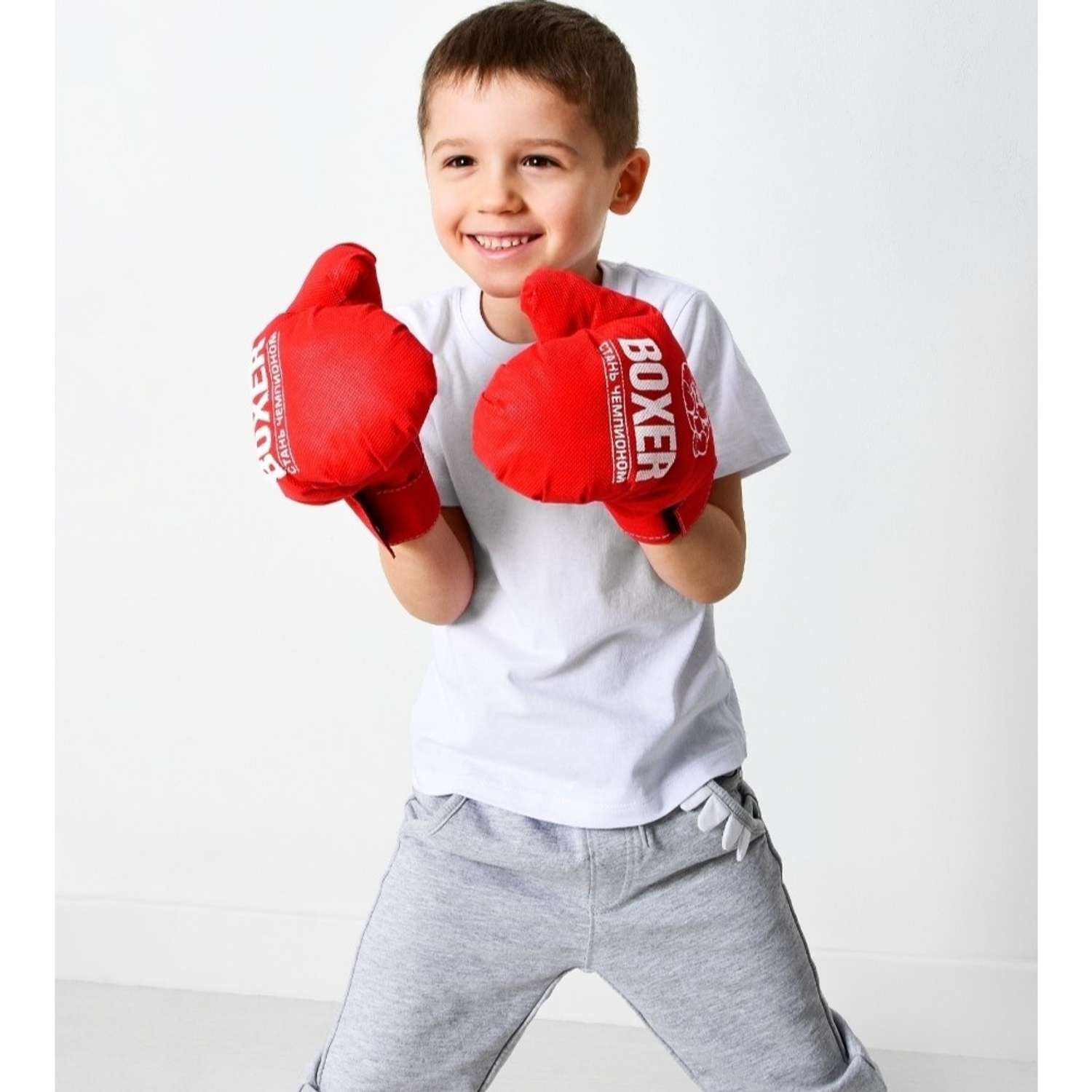Боксерские перчатки Leader детские игровые красный - фото 3