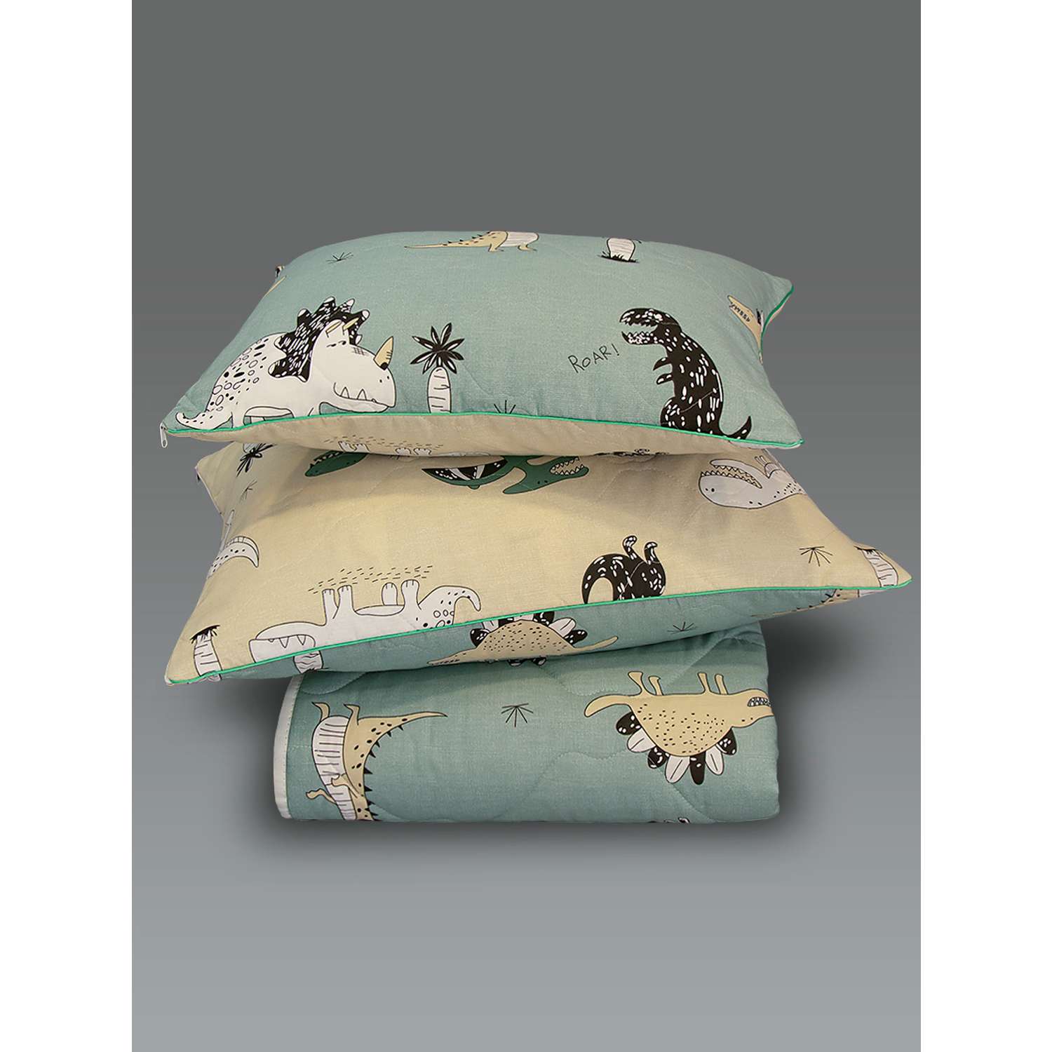 Комплект постельного белья SELENA Дино 1.5-спальный поплин наволочка 70х70 см с одеялом - фото 1