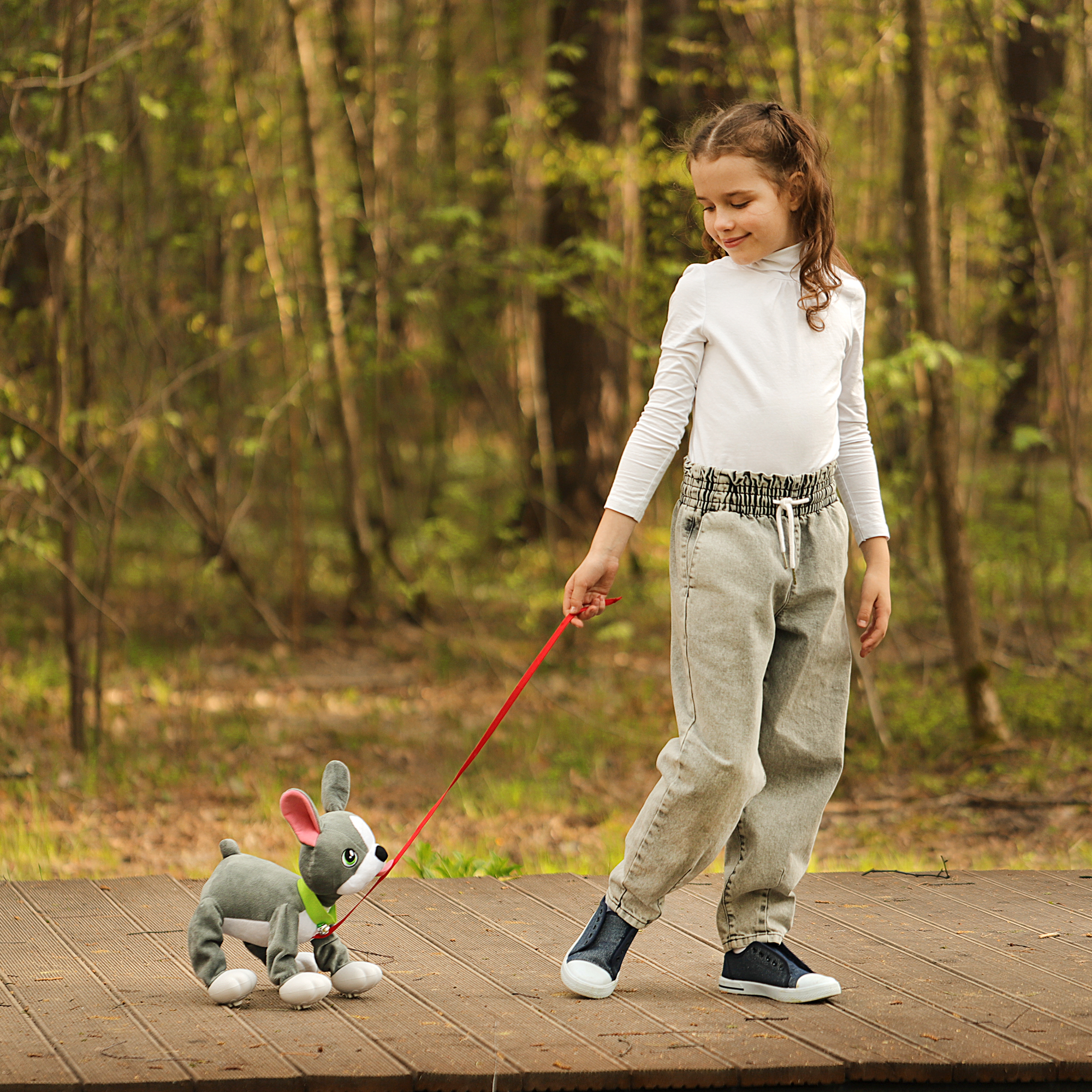Интерактивная игрушка Собачка-Шагачка Французский бульдог на поводке - фото 15