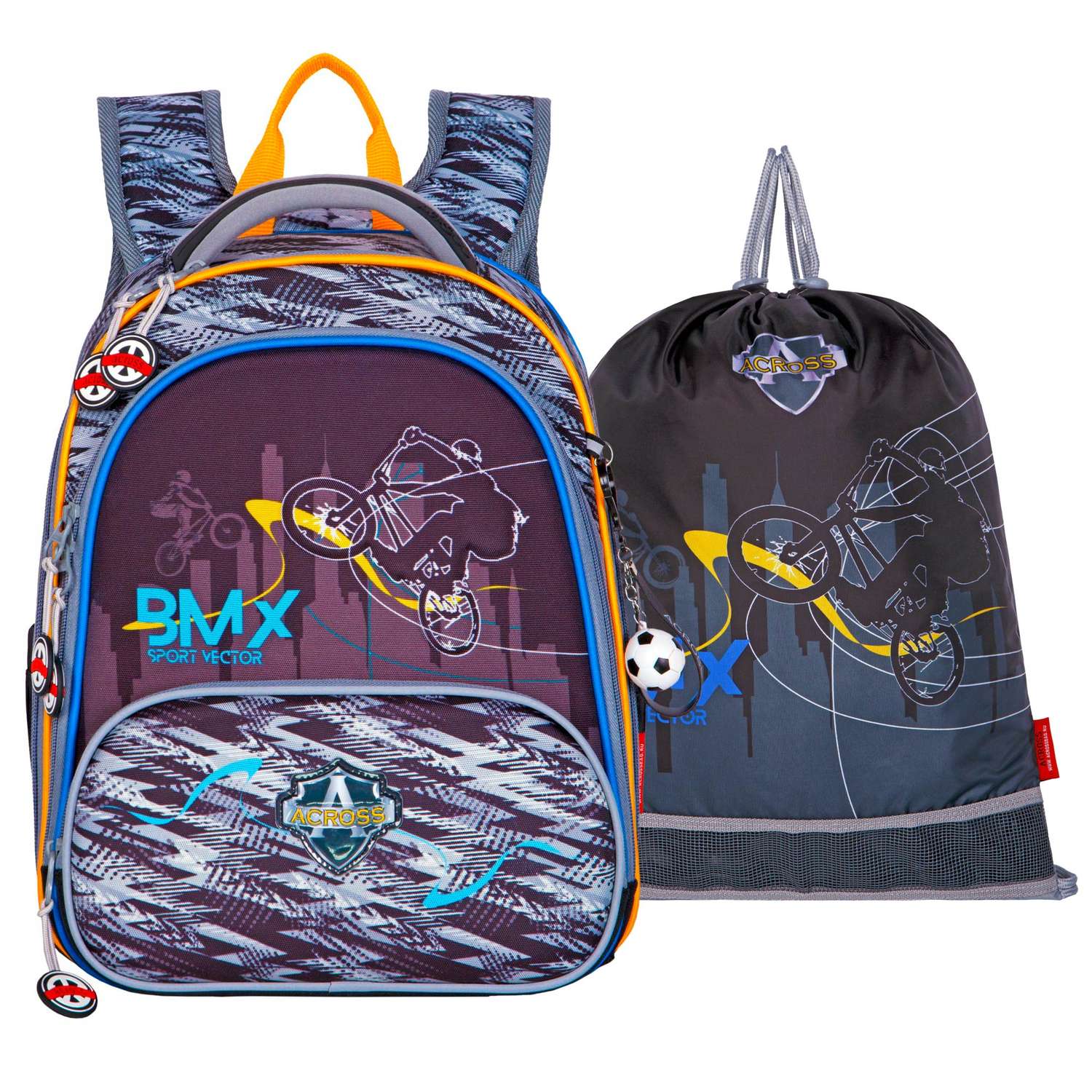 Рюкзак школьный ACROSS с наполнением: мешочек для обуви и брелок - фото 1