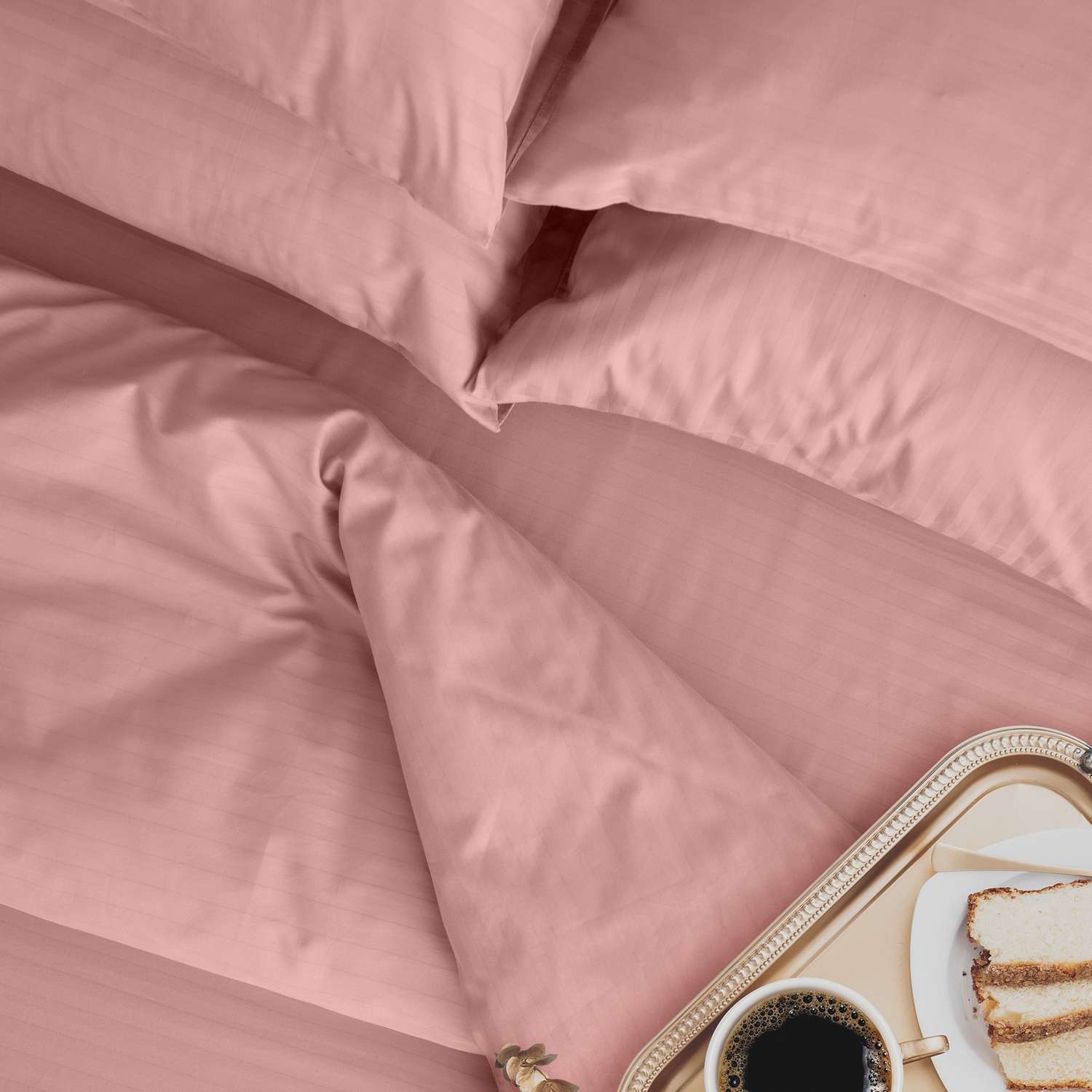 Комплект постельного белья LOVEME Rouge Семейный 4 наволочки страйп-сатин 100% хлопок - фото 11