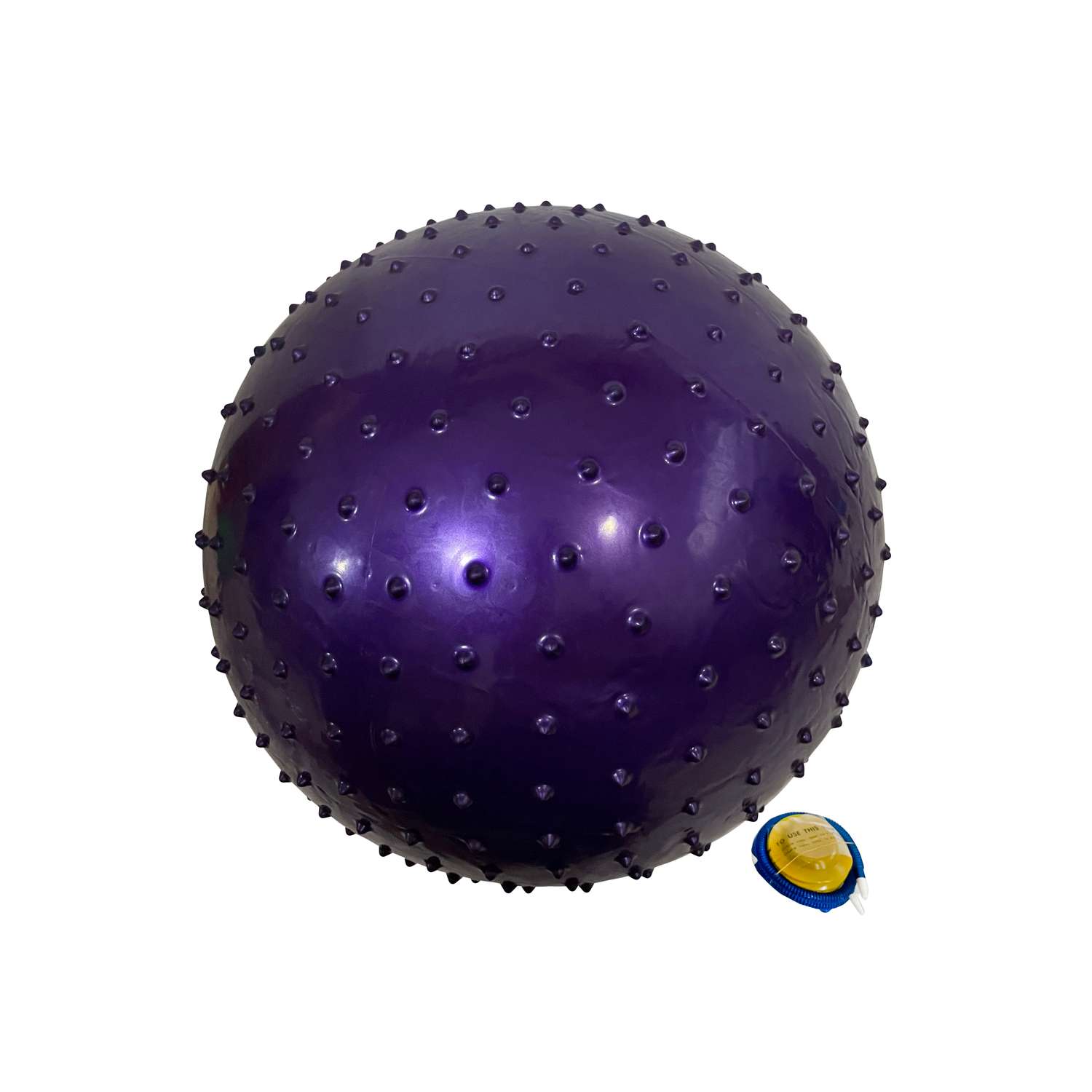 Мяч с шипами массажный X-Match Фитнес 65 см ПВХ фиолетовый насос в комплекте - фото 1